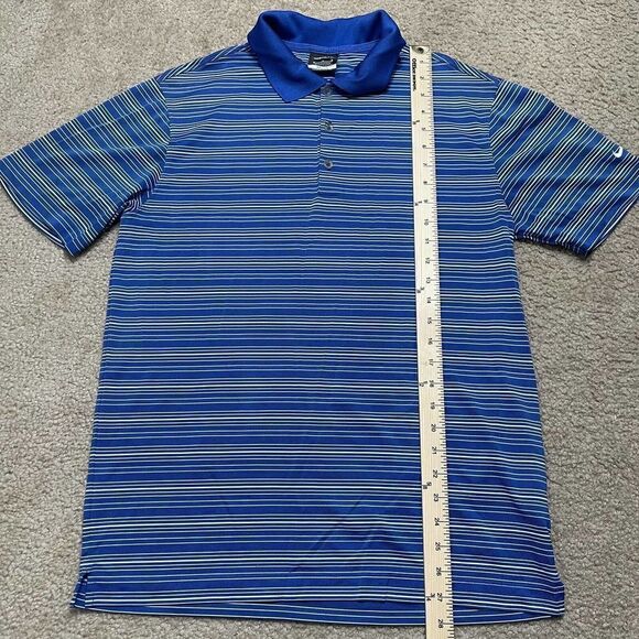 Nike Golf Dri-Fit Blue White Striped Blend Golf Polo Shirt Mens Size Medium - Picture 5 of 7